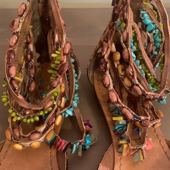 Nine West Multicoloured Beaded Sandals - Women’s Size 7.5 - Picture 4 of 8